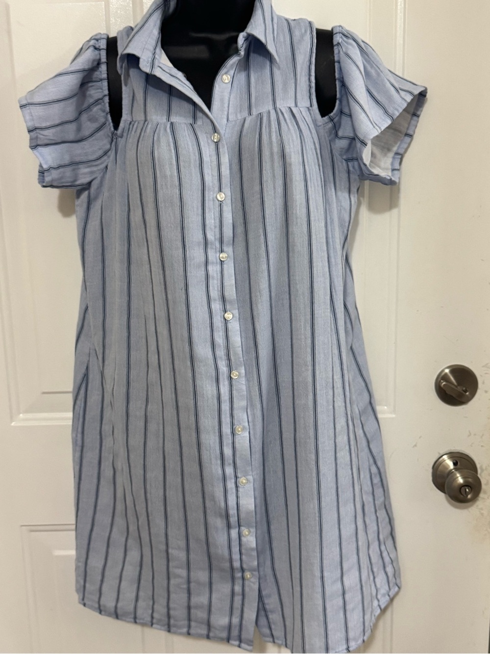 White Crow, Cold Shoulder, Stripe Shirt Dress, Button Down Tunic, Boho Casual